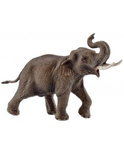 Фигурка Schleich Азия и Австралия – Индийски слон - мъжки с вдигнат хобот