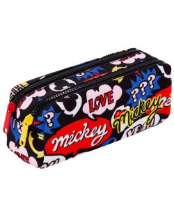 Правоъгълен ученически несесер Cool Pack Edge - Mickey Mouse, с 2 ципа