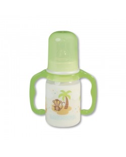 Пластмасово шише с дръжки Baby Nova РР - 125 ml, зелено