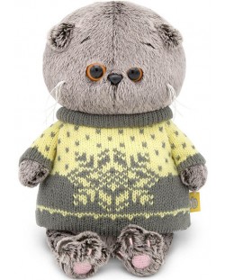 Плюшена играчка Budi Basa - Коте Басик, бебе, с пуловер, 20 cm