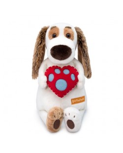 Плюшена играчка Budi Basa - Кученце Бартоломей, със сърчице, 27 cm