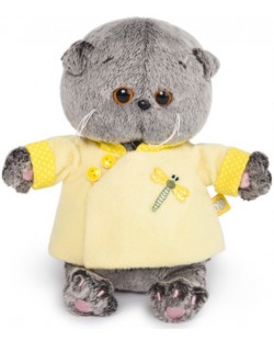 Плюшена играчка Budi Basa - Коте Басик, бебе, с жълто яке, 20 cm