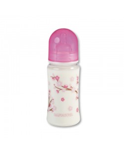 Пластмасово шише с широко гърло Baby Nova PA - 300 ml, розово