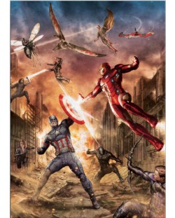 Метален постер Displate - Marvel : Civil War Divided We Fall - Battle