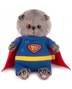 Плюшена играчка Budi Basa - Коте Басик, бебе, в костюм на супергерой, 20 cm