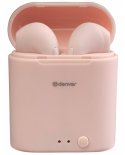 Безжични слушалки Denver - TWE-46, TWS, розови