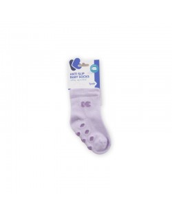 Бебешки чорапи против подхлъзване KikkaBoo - Памучни, 6-12 месеца, лилави