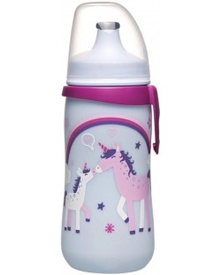 Бебешко шише с клапа NIP - Kids cup, за момичета, 330 ml