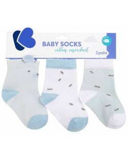 Бебешки чорапи с 3D уши KikkaBoo - Bear with me, 1-2 години, 3 чифта, Blue