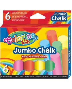 Безпрашни тебешири Colorino Kids -  Jumbo, 6 броя