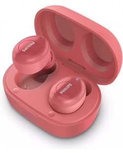 Безжични слушалки с микрофон Philips - TAT2205, TWS, червени