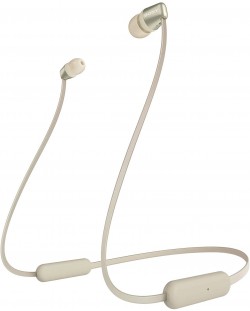 Безжични слушалки с микрофон Sony - WI-C310, златисти