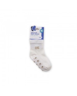 Бебешки чорапи против подхлъзване KikkaBoo - Памучни, 6-12 месеца, бели