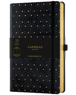 Бележник Castelli Copper & Gold - Honeycomb Gold, 13 x 21 cm, бели листове