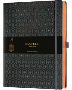 Бележник Castelli Copper & Gold - Honeycomb Copper, 19 x 25 cm, линиран