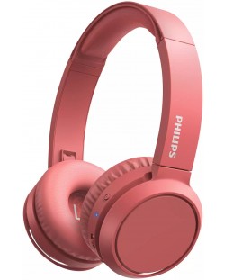 Безжични слушалки с микрофон Philips - TAH4205RD, червени