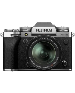 Безогледален фотоапарат Fujifilm - X-T5, 18-55mm, Silver