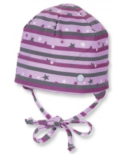 Бебешка шапка Sterntaler - На звездички, 41 cm, 4-5 месеца, лилаво-сива