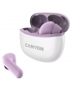 Безжични слушалки Canyon - TWS5, бели/лилави