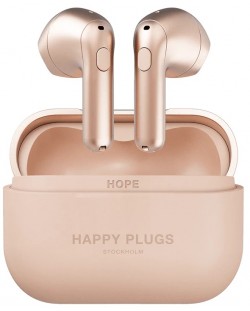 Безжични слушалки Happy Plugs - Hope, TWS, розови/златисти