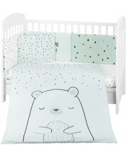 Бебешки спален комплект от 6 части KikkaBoo - Bear with me, Mint, 60 х 120 cm