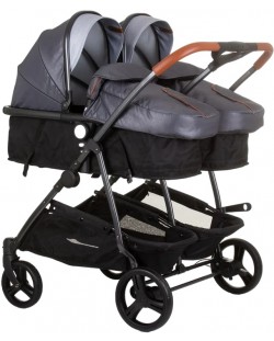 Бебешка количка за близнаци Chipolino - Дуо Смарт, сребърно сиво