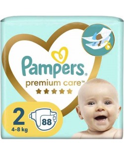 Бебешки пелени Pampers Premium Care - Размер 2, 4-8 kg, 88 броя
