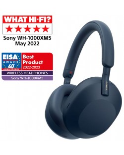 Безжични слушалки с микрофон Sony - WH-1000XM5, ANC, сини