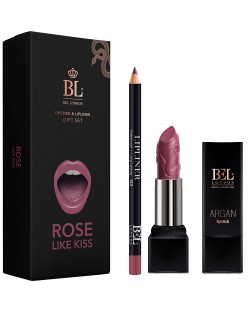 Bel London Комплект Rose like kiss - Червило Argan, N12 + Молив за устни, N123