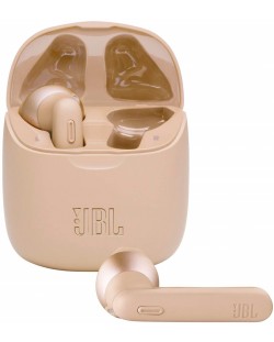 Безжични слушалки с микрофон JBL - T225 TWS, златисти