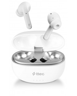 Безжични слушалки ttec - AirBeat Pro, TWS, ANC, бели