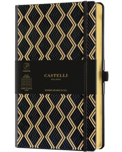 Бележник Castelli Copper & Gold - Greek Gold, 13 x 21 cm, бели листове