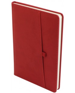 Бележник Spree - С джоб за GSM и химикалка, 112 листа, червен