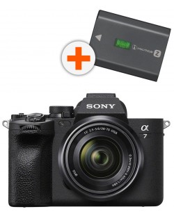 Безогледален фотоапарат Sony - Alpha A7 IV, 33MPx, 28-70mm, f/3.5-5.6 + батерия Sony NP- FZ100