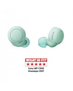 Безжични слушалки Sony - WF-C500, TWS, зелени