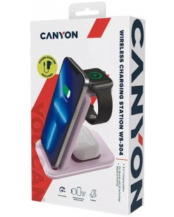 Безжично зарядно Canyon - WS-304, 15W, розово
