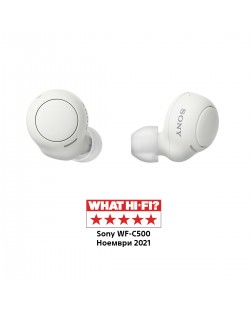 Безжични слушалки Sony - WF-C500, TWS, бели