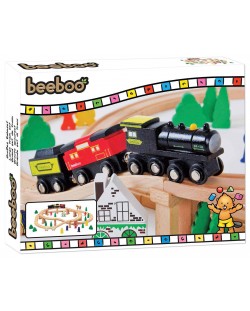 Комплект за игра Beeboo - Дървен влак и релси