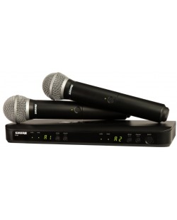 Безжична микрофонна система Shure - BLX288E/PG58-K3E, черна