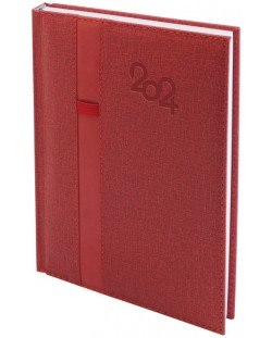 Бележник Spree Denim - С ластик за химикалка, 168 листа, червен, 2024
