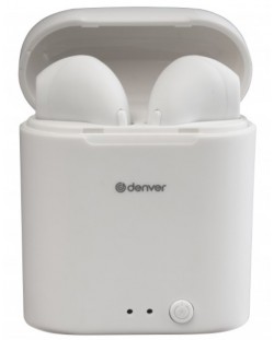 Безжични слушалки Denver - TWE-46, TWS, бели