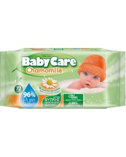 Бебешки влажни кърпи BabyCare - Лайка, 72 броя