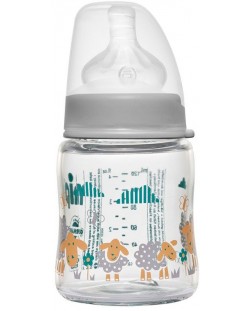 Бебешко стъклено шише NIP - Flow S, 0 м+, 120 ml