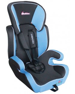 Детско столче за кола Bebino - Techno, пепит със синьо, 9-36 kg