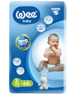 Бебешки пелени Wee Baby - Midi, размер 3, 4-9 kg, 68 броя