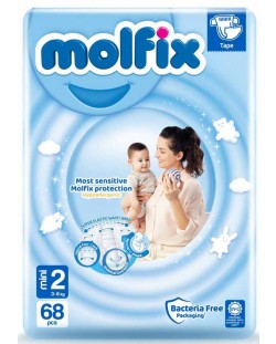 Бебешки пелени Molfix Jumbo - Mini 2, 3-6 kg, 68 броя