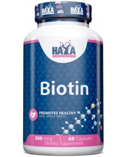 Biotin, 500 mcg, 60 капсули, Haya Labs