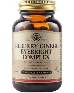 Bilberry Ginkgo Eyebright Complex, 60 растителни капсули, Solgar