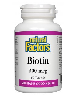 Biotin, 300 mcg, 90 таблетки, Natural Factors