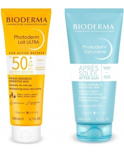 Bioderma Photoderm Комплект - Гел-крем за след слънце и Слънцезащитно мляко, SPF50+, 2 x 200 ml